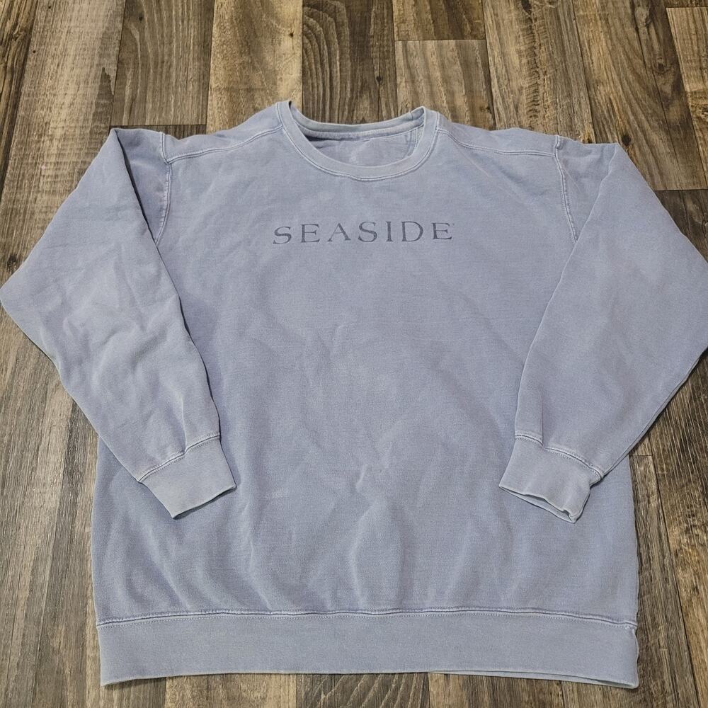 Seaside Women's 30A Crewneck Sweatshirt Pullover Size Medium Washed Blue